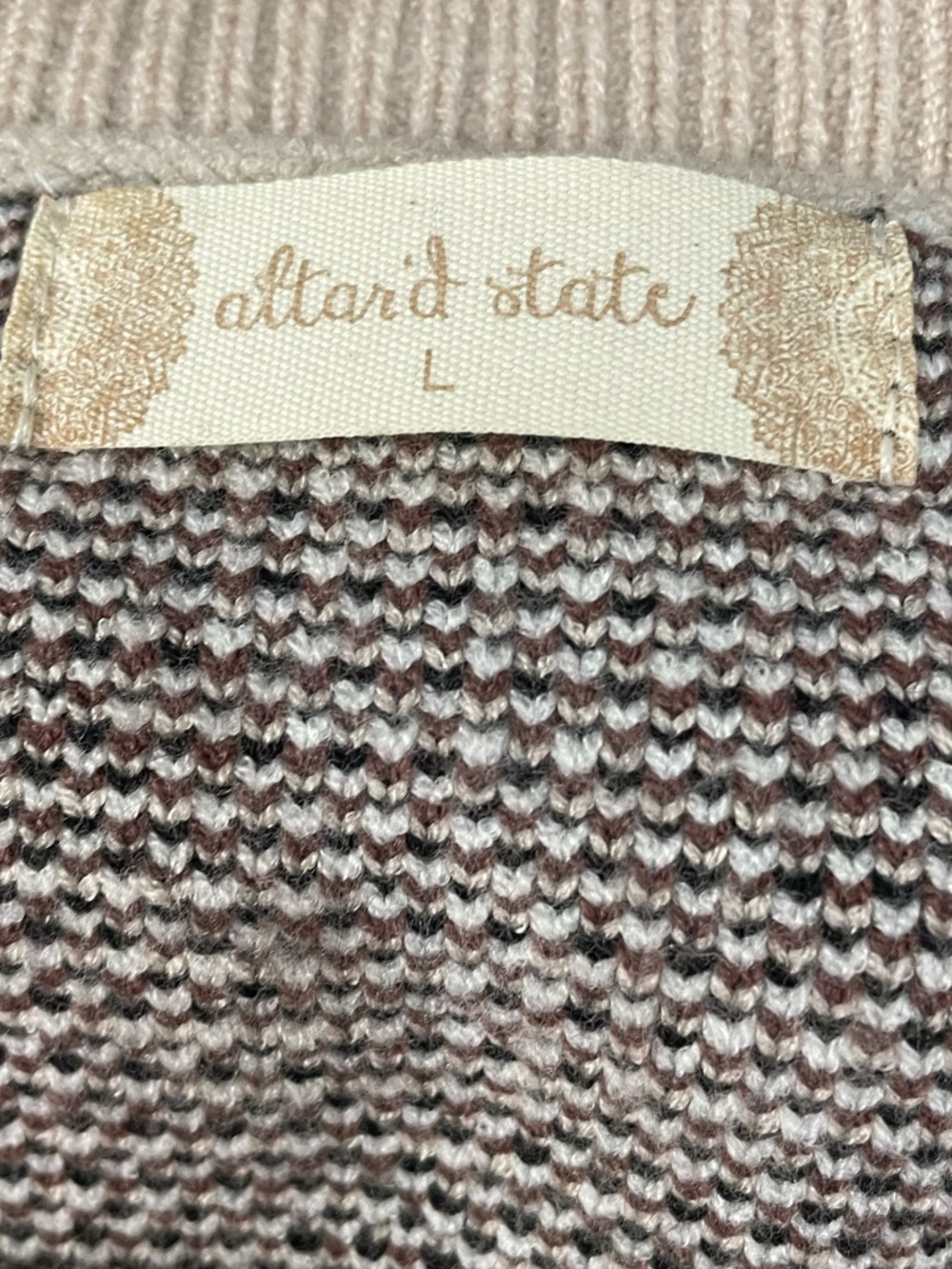 Altar'd State Brown and Black Argyle Crewneck Sweater - Picture 4 of 5
